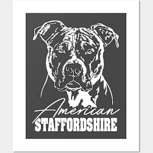 American Staffordshire Terrier dog portrait Posters and Art